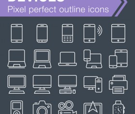 Devices outline icons set