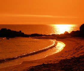 Dusk on the beach Stock Photo 02