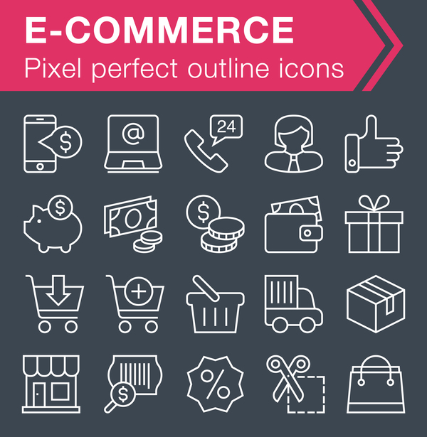 ECommerce outline icons set