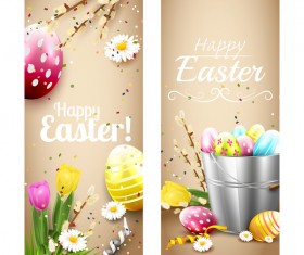 Easter brown vertical banners vector