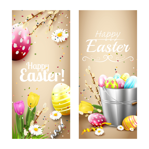 Easter brown vertical banners vector