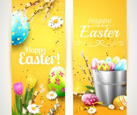 Easter orange vertical banners vector
