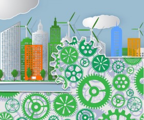 Eco technology city vector background vector 01