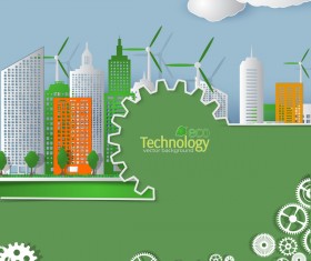 Eco technology city vector background vector 02