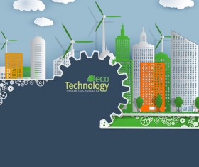 Eco technology city vector background vector 03