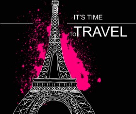 Eiffel tower with travel template vector 03