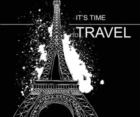 Eiffel tower with travel template vector 04