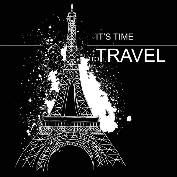 Eiffel tower with travel template vector 04