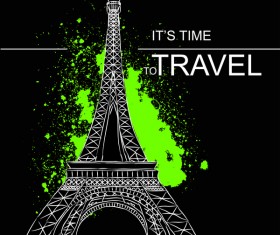 Eiffel tower with travel template vector 05