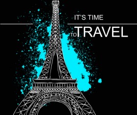 Eiffel tower with travel template vector 06