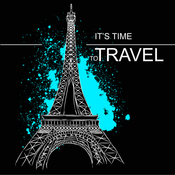 Eiffel tower with travel template vector 06