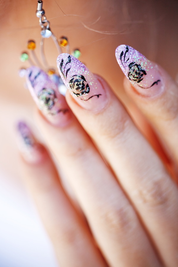 Elegant painted nail Stock Photo