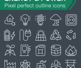Energy with power icons set
