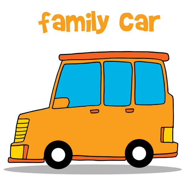 Family car hand darwn vector illustration