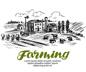 Farming hand drawing background vectors 01