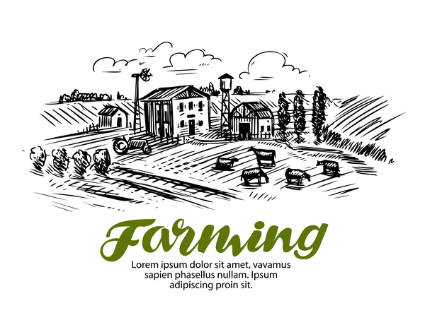 Farming hand drawing background vectors 01