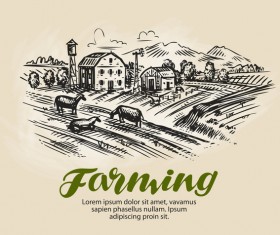 Farming hand drawing background vectors 02