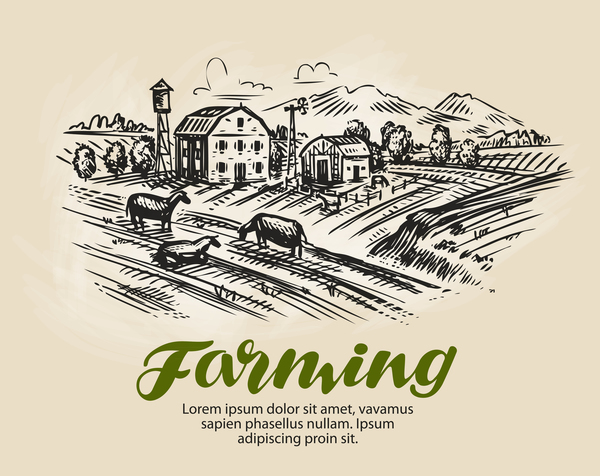Farming hand drawing background vectors 02