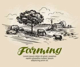 Farming hand drawing background vectors 03