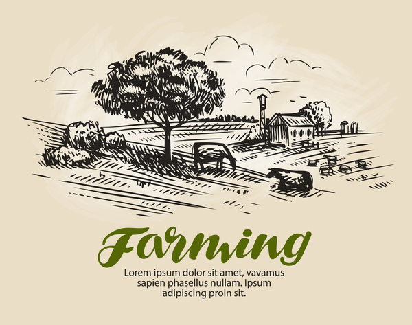 Farming hand drawing background vectors 03