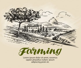 Farming hand drawing background vectors 05