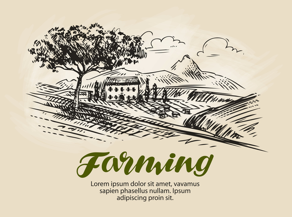 Farming hand drawing background vectors 05