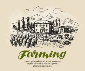Farming hand drawing background vectors 06