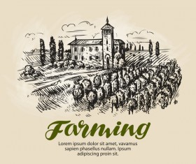 Farming hand drawing background vectors 07