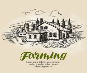 Farming hand drawing background vectors 11