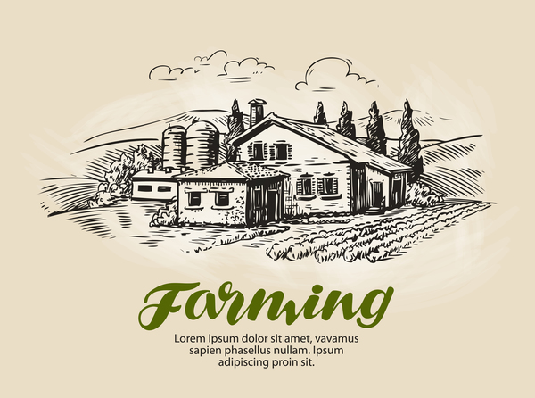 Farming hand drawing background vectors 11