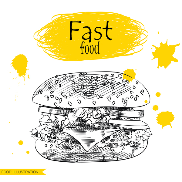 Fast food illustration hand drawing vectors 02