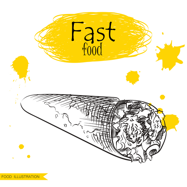 Fast food illustration hand drawing vectors 03