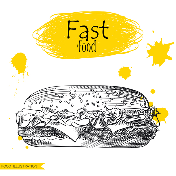 Fast food illustration hand drawing vectors 05