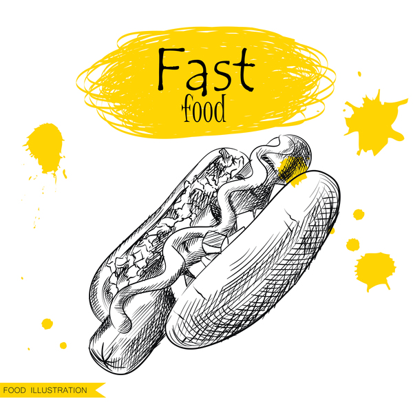 Fast food illustration hand drawing vectors 06