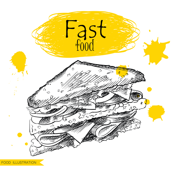 Fast food illustration hand drawing vectors 07