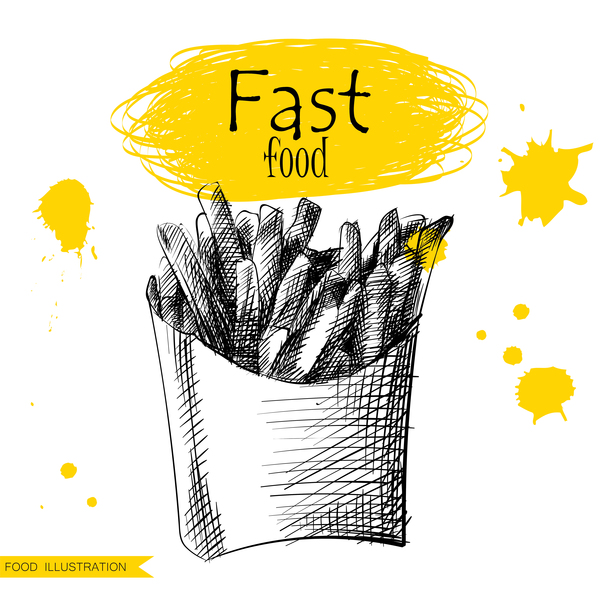 Fast food illustration hand drawing vectors 08