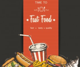 Fast food poster vectors template material 01