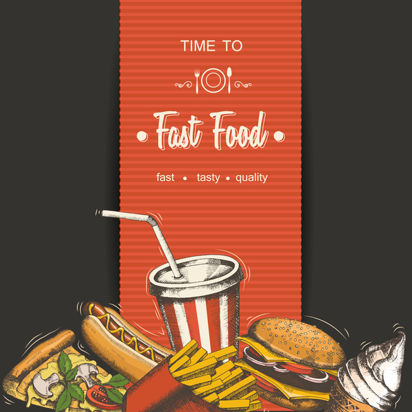 Fast food poster vectors template material 01