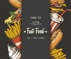 Fast food poster vectors template material 02