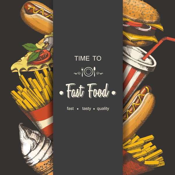 Fast food poster vectors template material 02