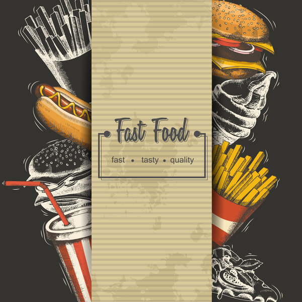 Fast food poster vectors template material 03