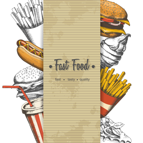 Fast food poster vectors template material 04