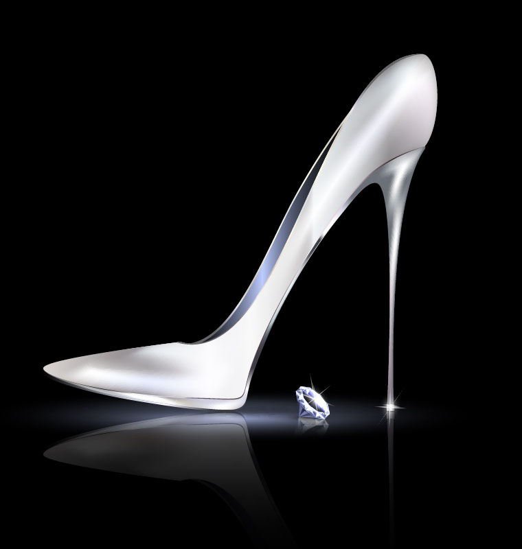Female shoes with diamond ring vectors 01