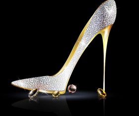 Female shoes with diamond ring vectors 05