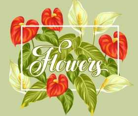 Festvial flower greeting card vector template 01