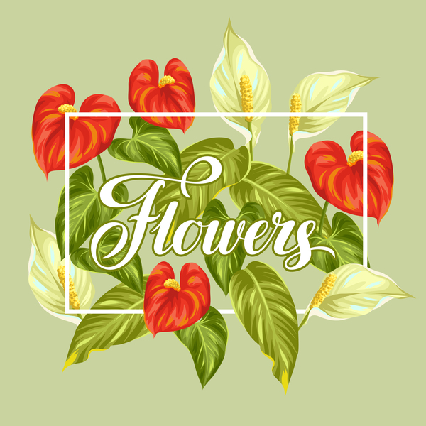 Festvial flower greeting card vector template 01