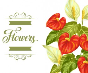 Festvial flower greeting card vector template 02