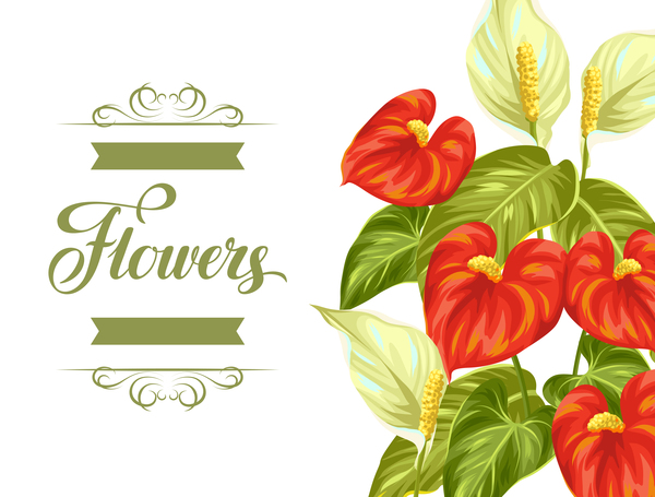 Festvial flower greeting card vector template 02