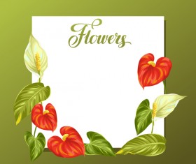 Festvial flower greeting card vector template 03
