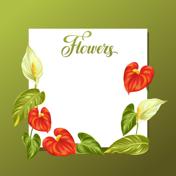Festvial flower greeting card vector template 03